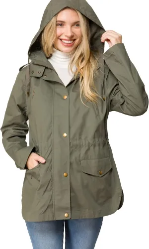 Design by Olivia Women's Lightweight Front Zipper Solid Utility Anorak Hoodie Vest/Jacket