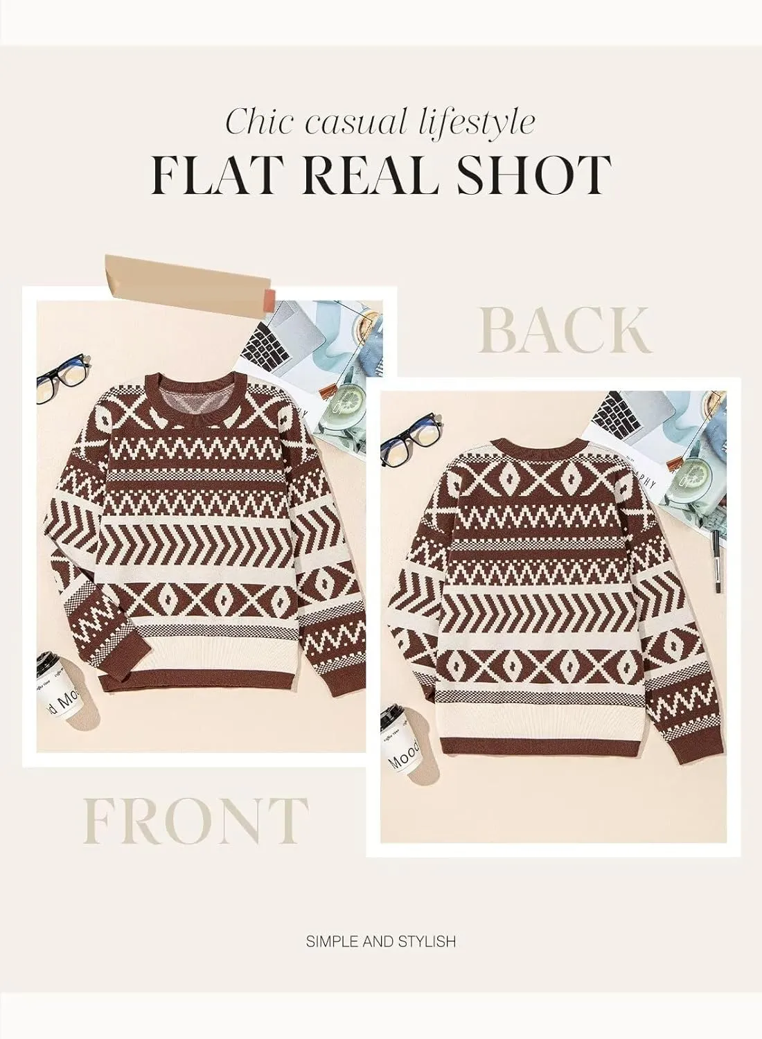 Dokotoo Womens Sweaters Casual Lightweight Round Neck Colorblock Striped Sweaters Long Sleeve Abstract Pullover Jumper Tops