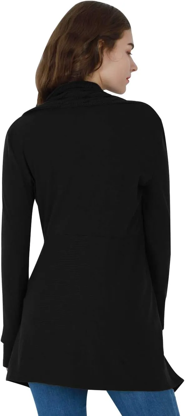 EFOFEI Womens Open Front Long Sleeve Button Down Cable Sweater Cardigans