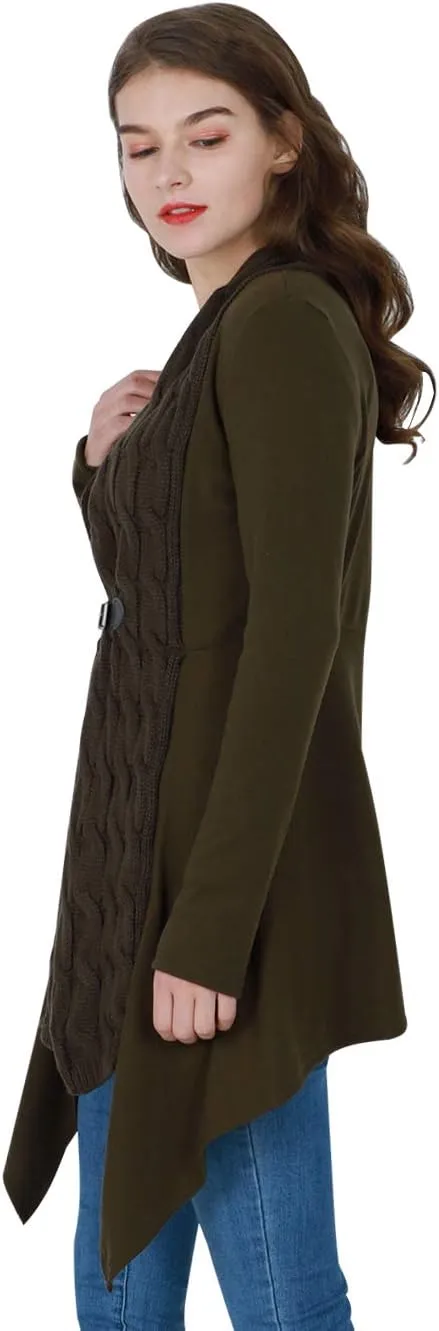 EFOFEI Womens Open Front Long Sleeve Button Down Cable Sweater Cardigans