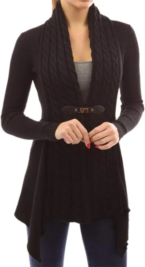 EFOFEI Womens Open Front Long Sleeve Button Down Cable Sweater Cardigans