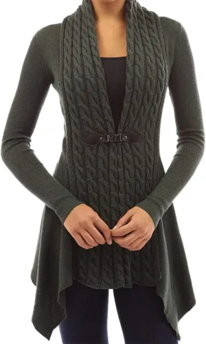 EFOFEI Womens Open Front Long Sleeve Button Down Cable Sweater Cardigans