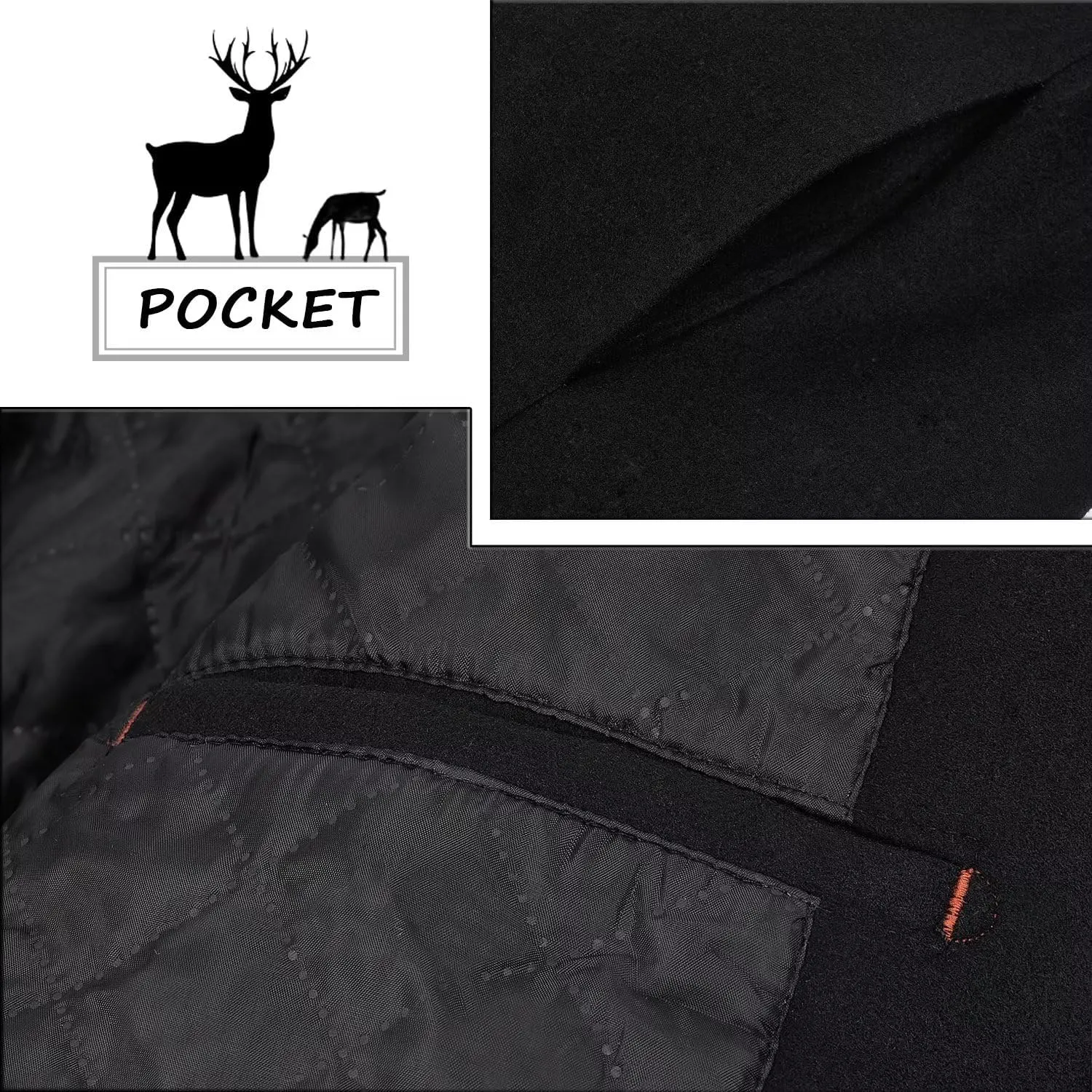 ELETOP Men's Trench Coat Long Wool Coat Winter Classic Overcoat Top Pea Coat