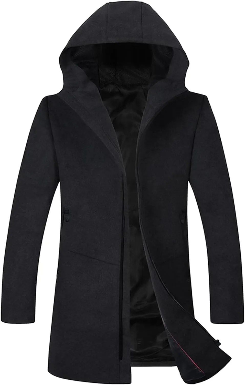 ELETOP Men's Trench Coat Long Wool Coat Winter Classic Overcoat Top Pea Coat