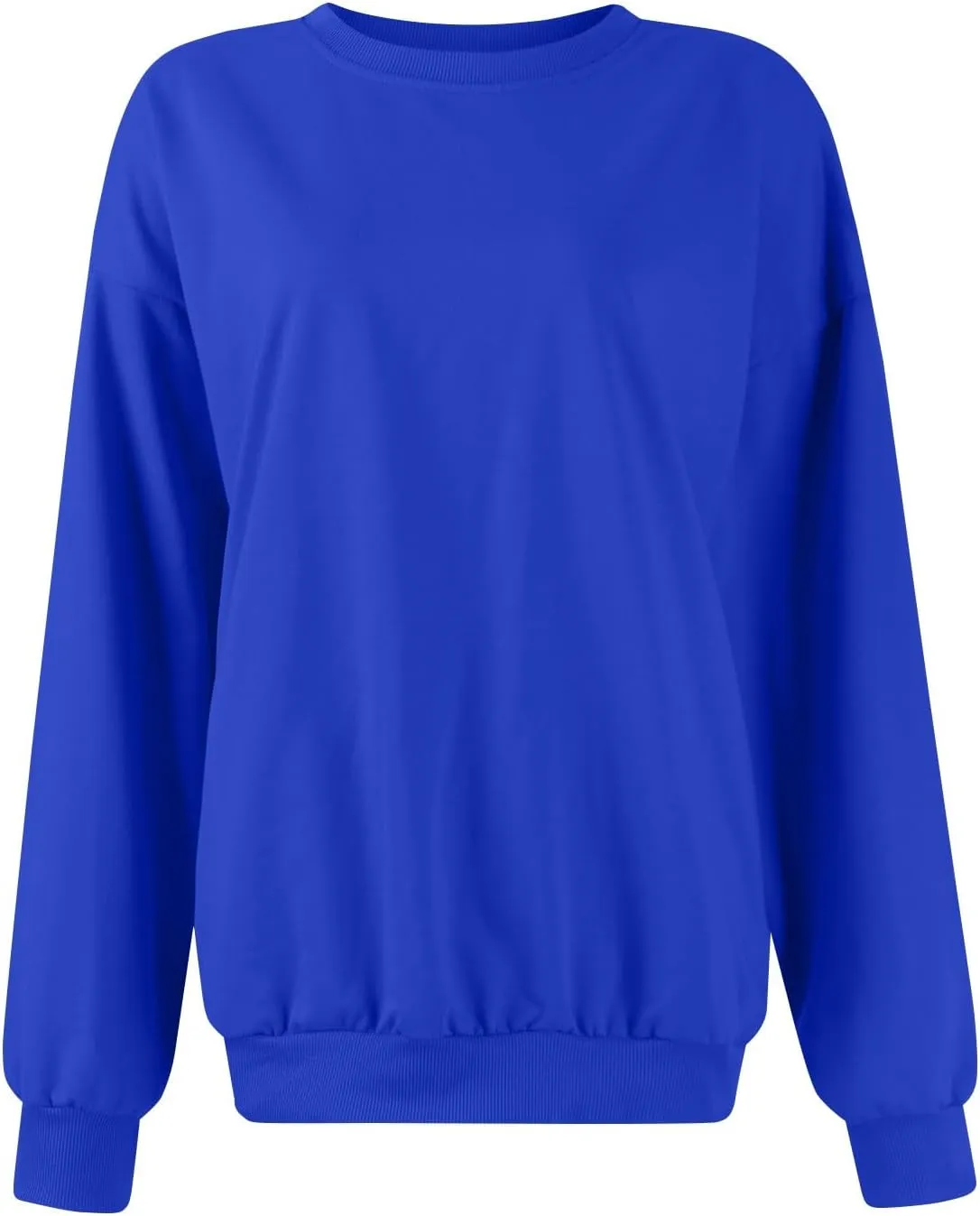 Fall Shirts For Women 2024 Women Fashion Casual Loose Solid Color Padded Crewneck Oversized Women Sweatshirt