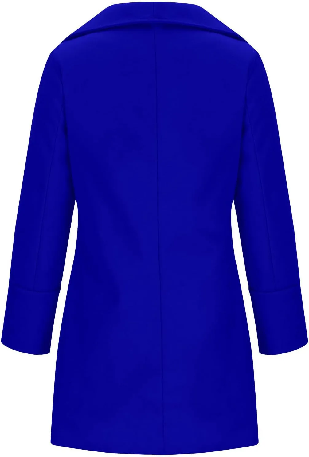 fartey 2024 Womens Winter Coats Casual Notch Lapel Mid-Long Trench Coat Wool Blend Warm Soft Pea Coat With Pockets