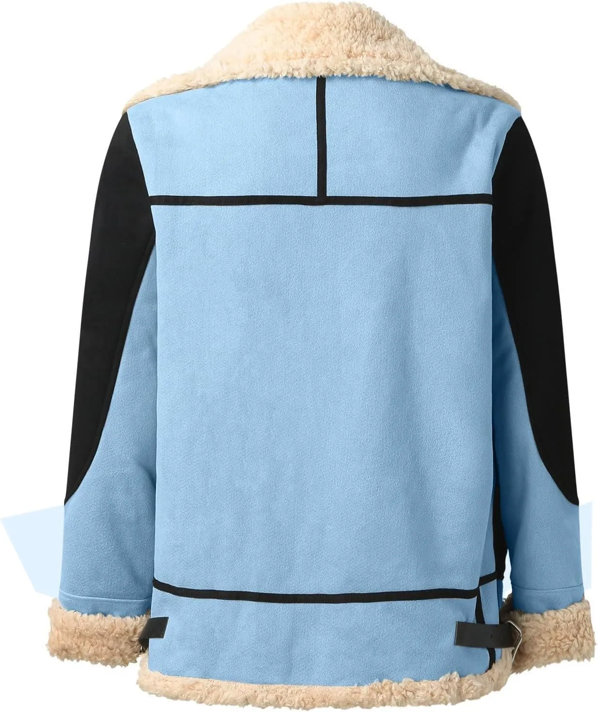 Faux Leather Jacket Men Suede Faux Fur Jacket Thermal Sherpa Lined PU Leather Overcoat Casual Thick Warm Winter Coat