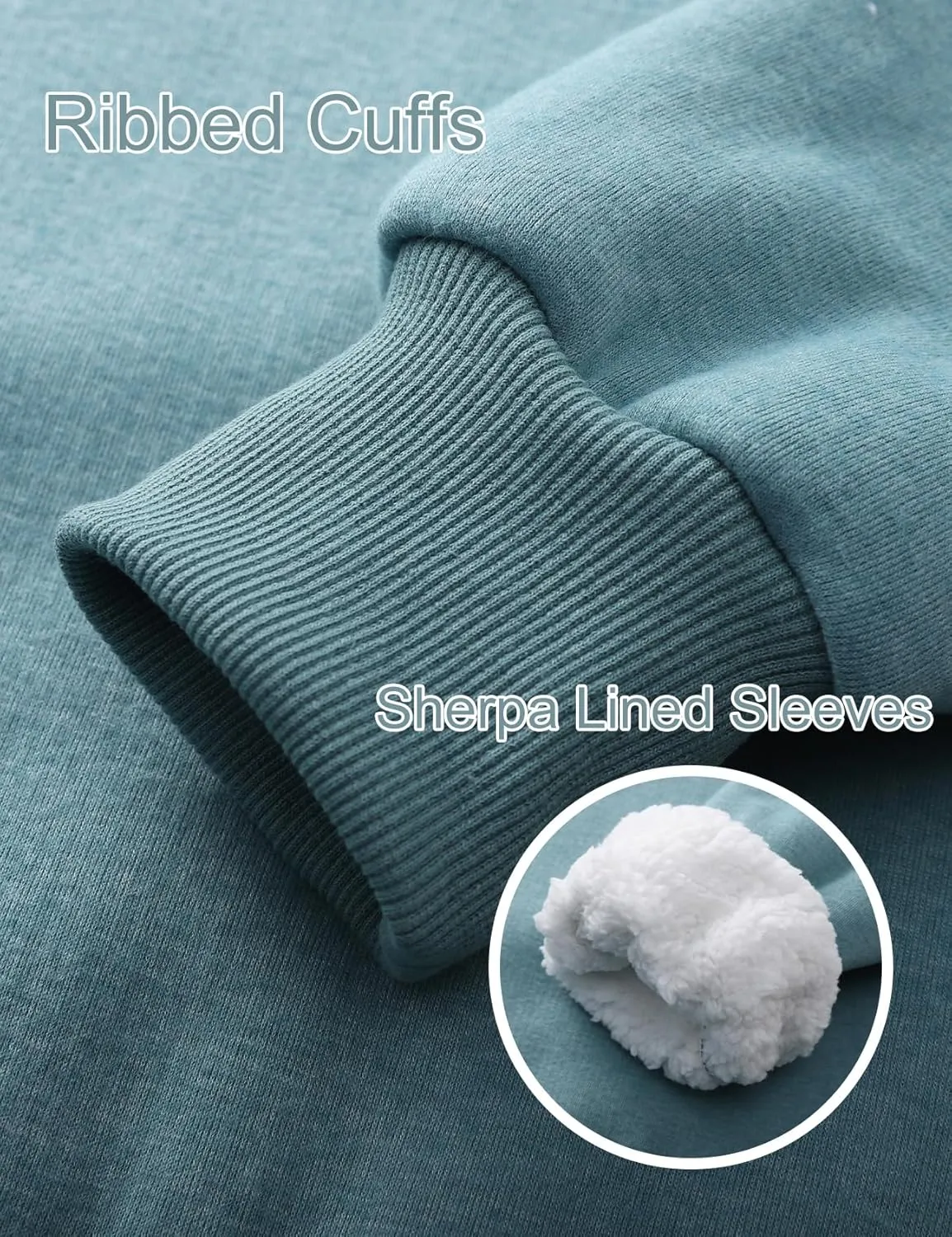 Flygo Women's Sherpa Lined Fleece Crewneck Pullover Sweatshirts Casual Winter Warm Sweatshirt