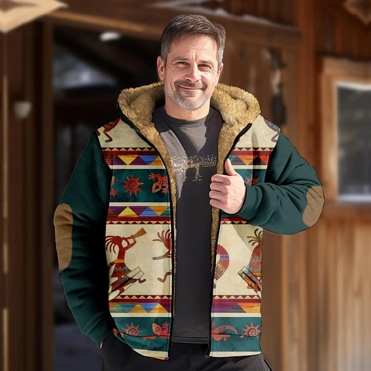 Gentle Loose Novelty Sweatshirts Long Sleeve Zipper Hooded Relaxed Coat Outerwear Jackets for Men