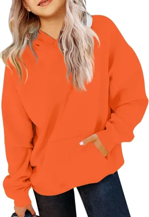 Girls Fashion Gradient Color Sweatshirt Casual Long Sleeve Hoodies Loose Soft Pullover Clothing Outfits with Pocket