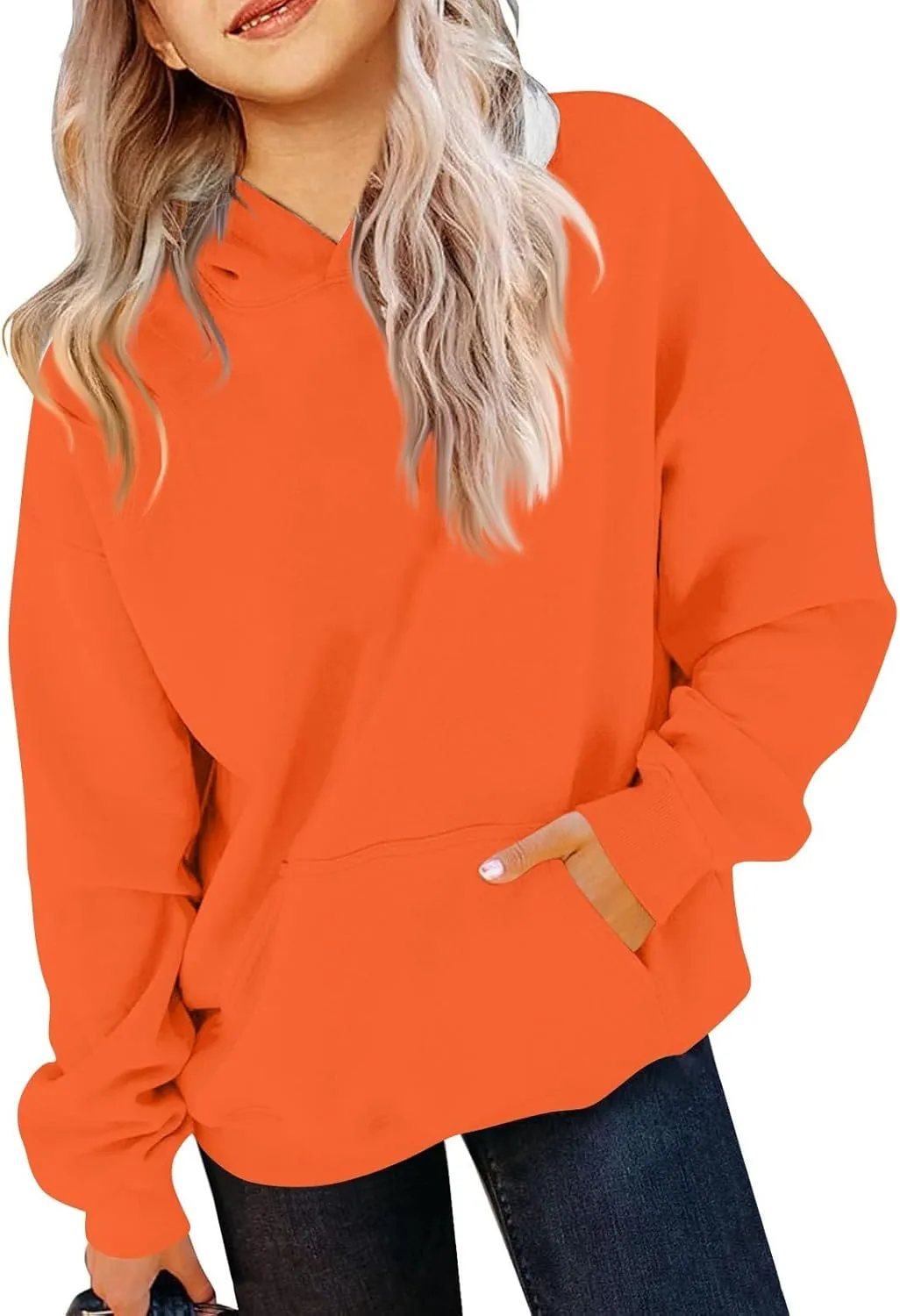 Girls Fashion Gradient Color Sweatshirt Casual Long Sleeve Hoodies Loose Soft Pullover Clothing Outfits with Pocket