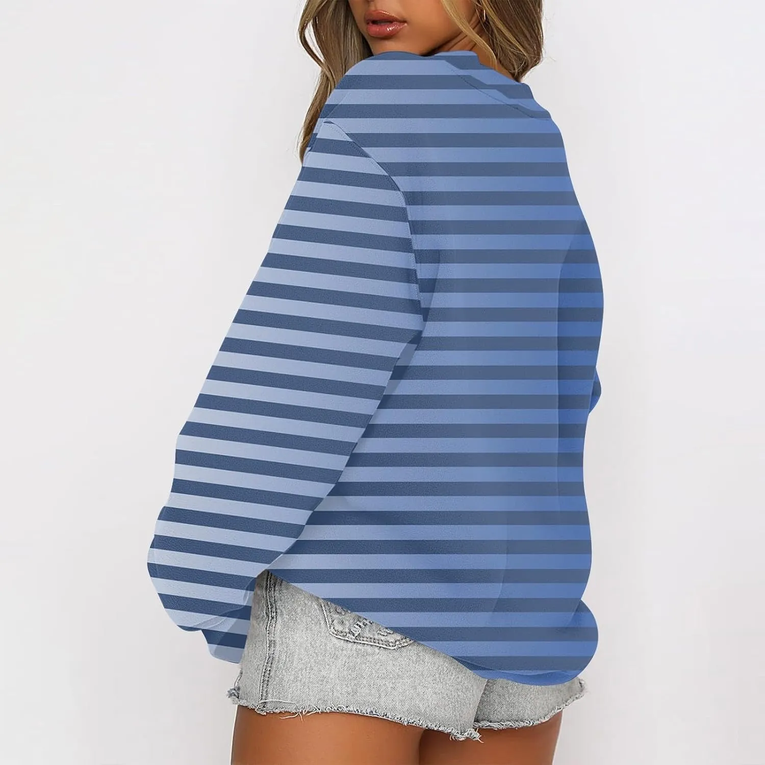 GOFULY Crew Neck Oversized Sweatshirt For Girls Long Sleeve Fall Tops Crop Striped Color Block Sweatshirts Winter Pullover