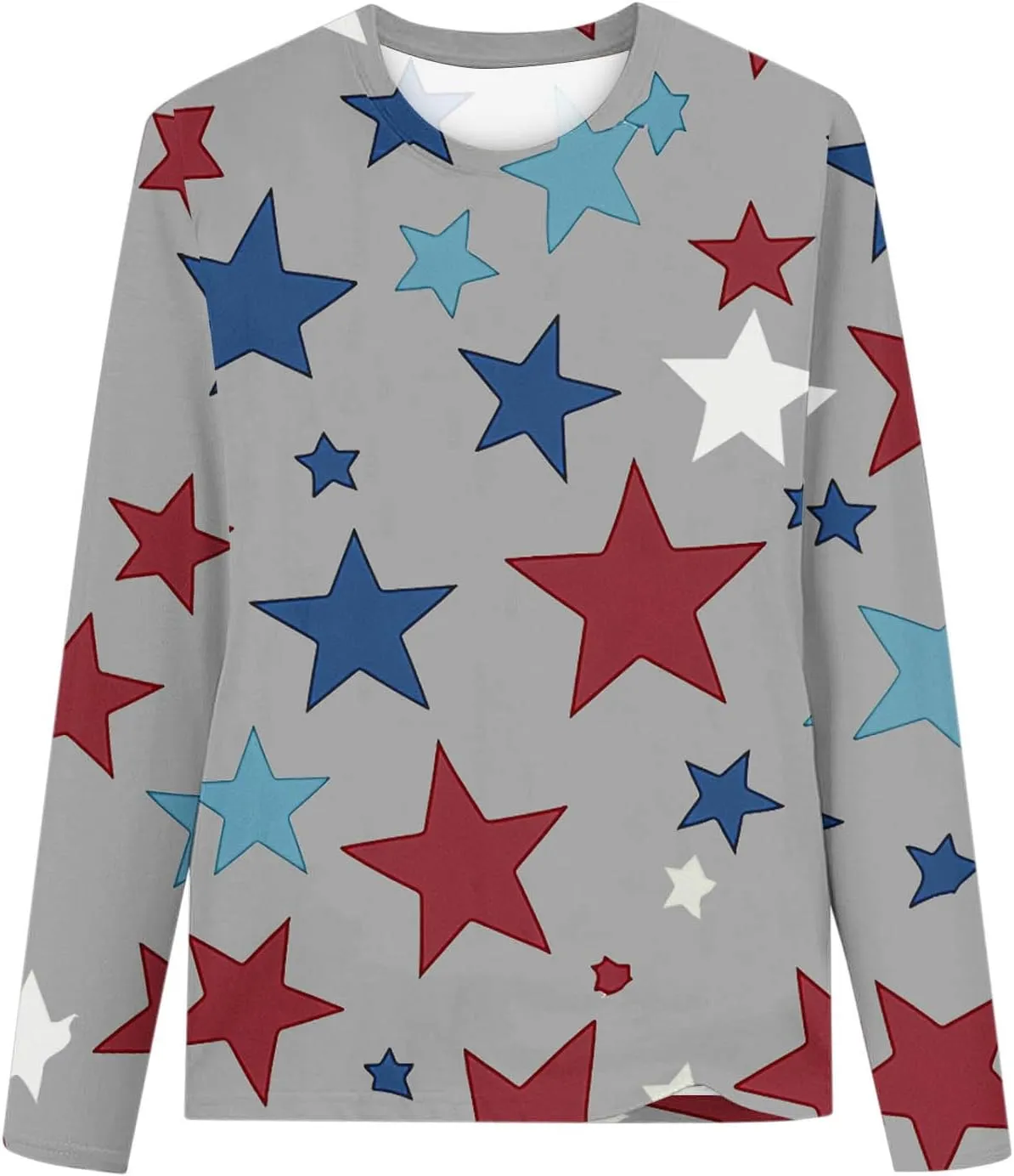 Graphic Sweatshirt Girls Long Sleeve Star Print Crewneck Lightweight Pullover Relaxed Casual Cute Essential Top