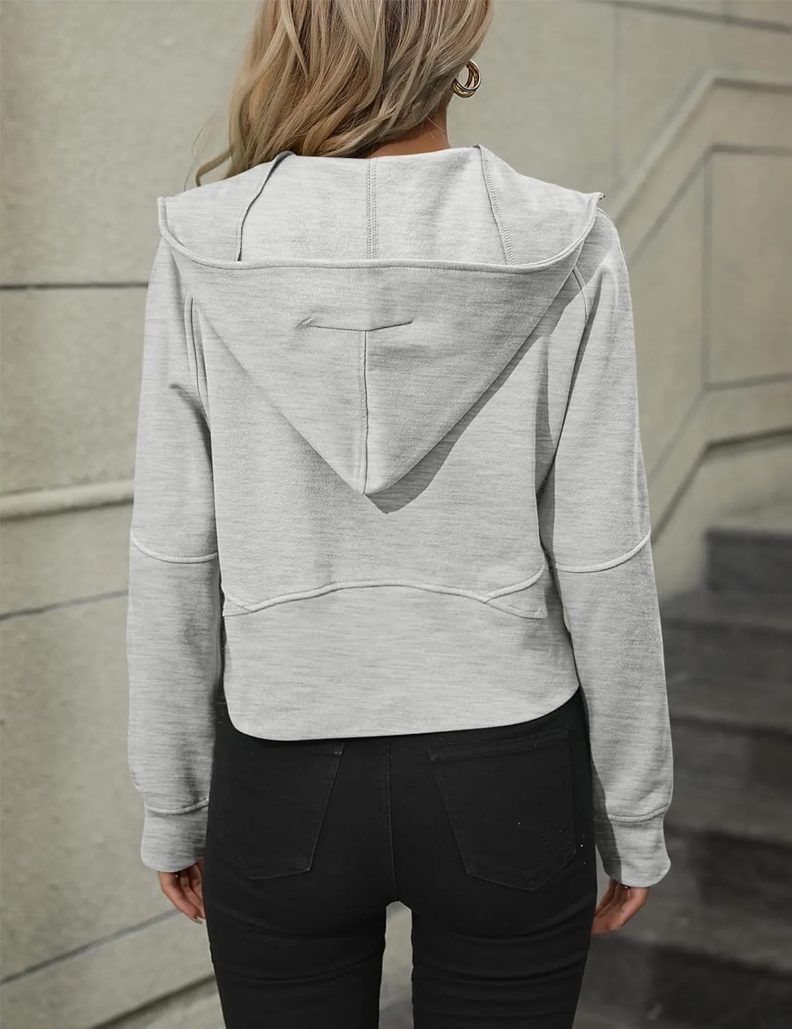 HangNiFang Women's Half Zipper Cropped Hoodies Fashion Fleece Lined Pullover Sweatshirts