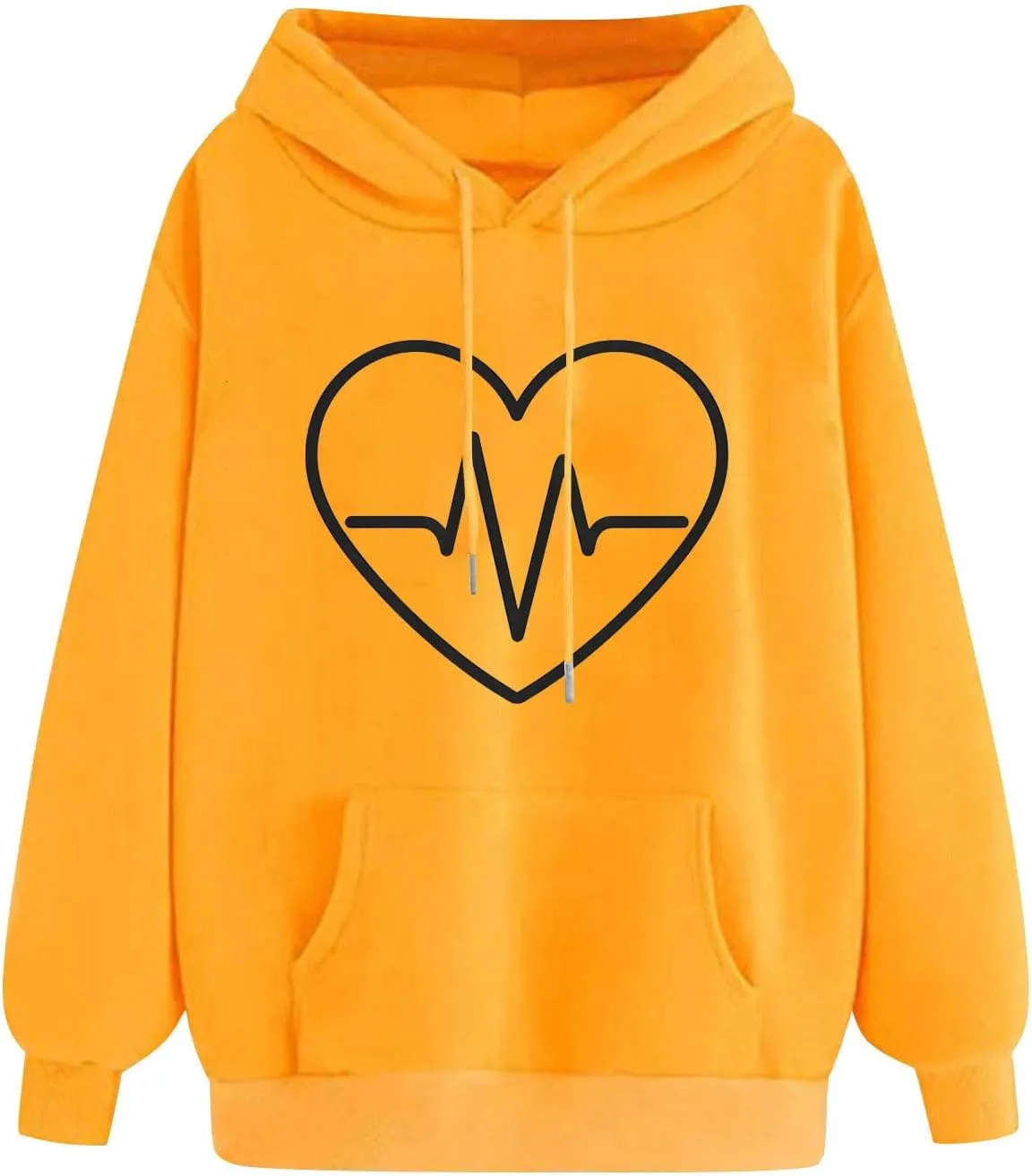 Heart Print Hoodie for Women Casual Pullover Long Sleeve Soft Fleece Relaxed Fit with Hood Lightweight for Dailywear