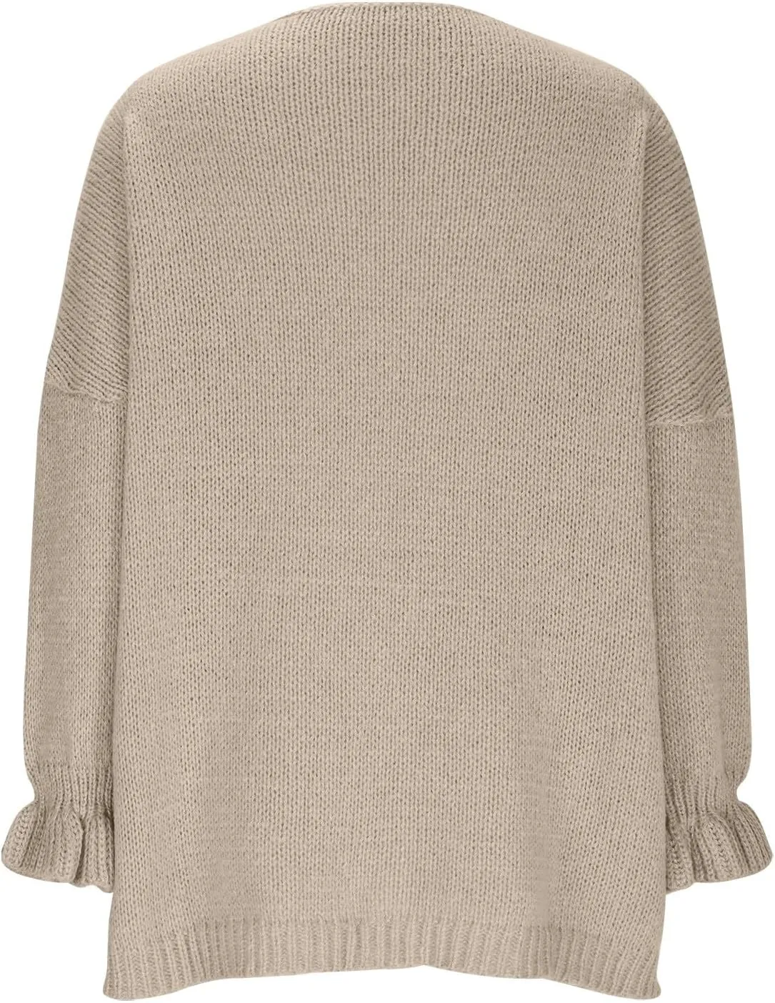 HGps8w Cozy Cardigans for Women Dressy Lace Up Tie Front Sweaters Casual Long Sleeve Solid Chunky Knit Outerwear