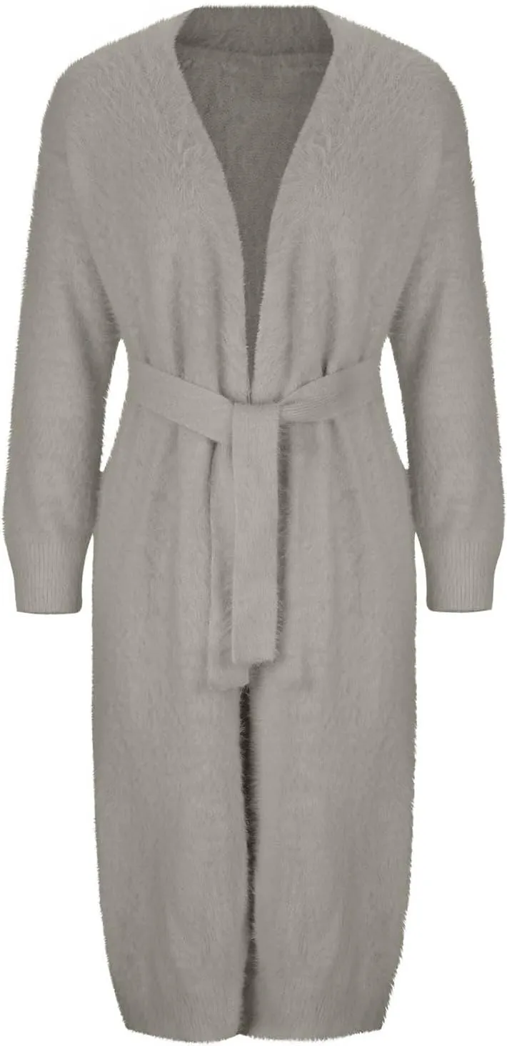 HGps8w Women's Fuzzy Soft Long Sweater Cardigans Casual Long Sleeve Open Front Knitted Outerwear Jackets
