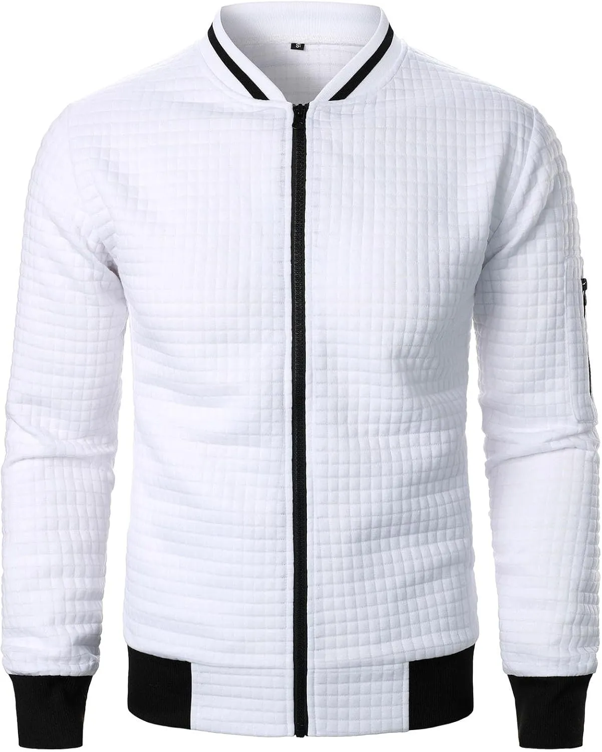 hlysgo Bomber Jacket Men, Mens Lightweight Jackets Casual Bomber Jacket Full Zip Sweatshirt Waffle Coat with Pocket