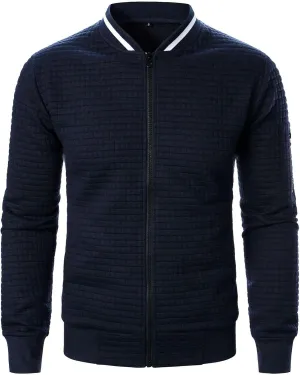 hlysgo Bomber Jacket Men, Mens Lightweight Jackets Casual Bomber Jacket Full Zip Sweatshirt Waffle Coat with Pocket
