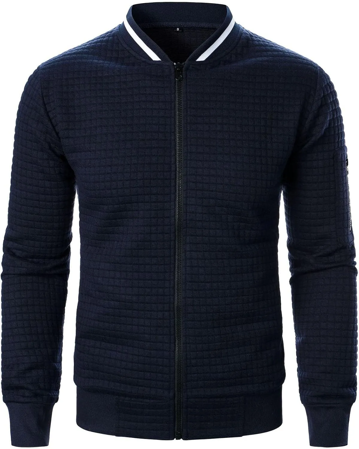 hlysgo Bomber Jacket Men, Mens Lightweight Jackets Casual Bomber Jacket Full Zip Sweatshirt Waffle Coat with Pocket