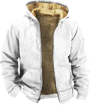 Hoodies for Men Full Zip Up Hoodie Thick Fleece Jacket Sherpa Lined Flannel Hoodie Fall Fashion Warm Soft Coat