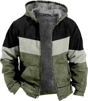 Hoodies for Men Thick Fleece Jacket Sherpa Lined Flannel Sweater Full Zip Up Hoodie Fashion Winter Warm Wool Soft Coat