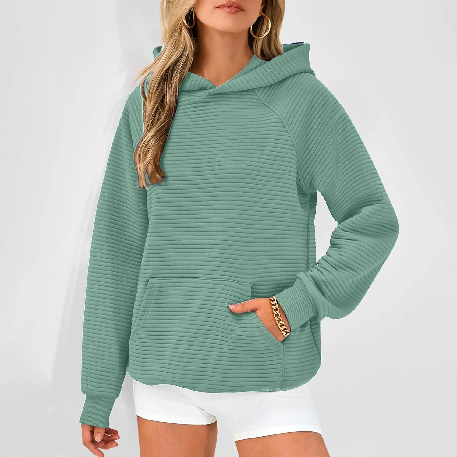 Hoodies for Women Long Sleeve Striped Cotton Sweatshirt 2024 Fall Fashion Soft Casual Pullover Tops With Pocket