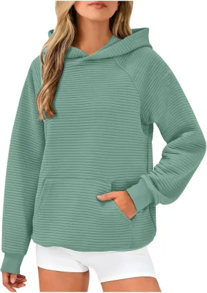 Hoodies for Women Long Sleeve Striped Cotton Sweatshirt 2024 Fall Fashion Soft Casual Pullover Tops With Pocket
