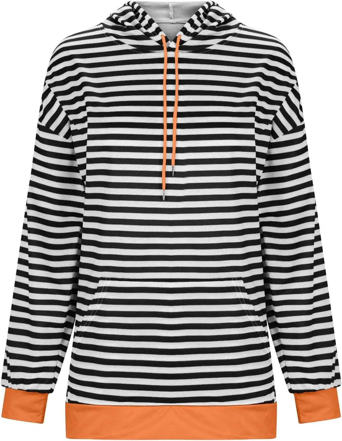 Hoodies for Women Striped Color Block Oversized Sweatshirt Drwastring Long Sleeve Fashion Pullover Sweater With Pocket