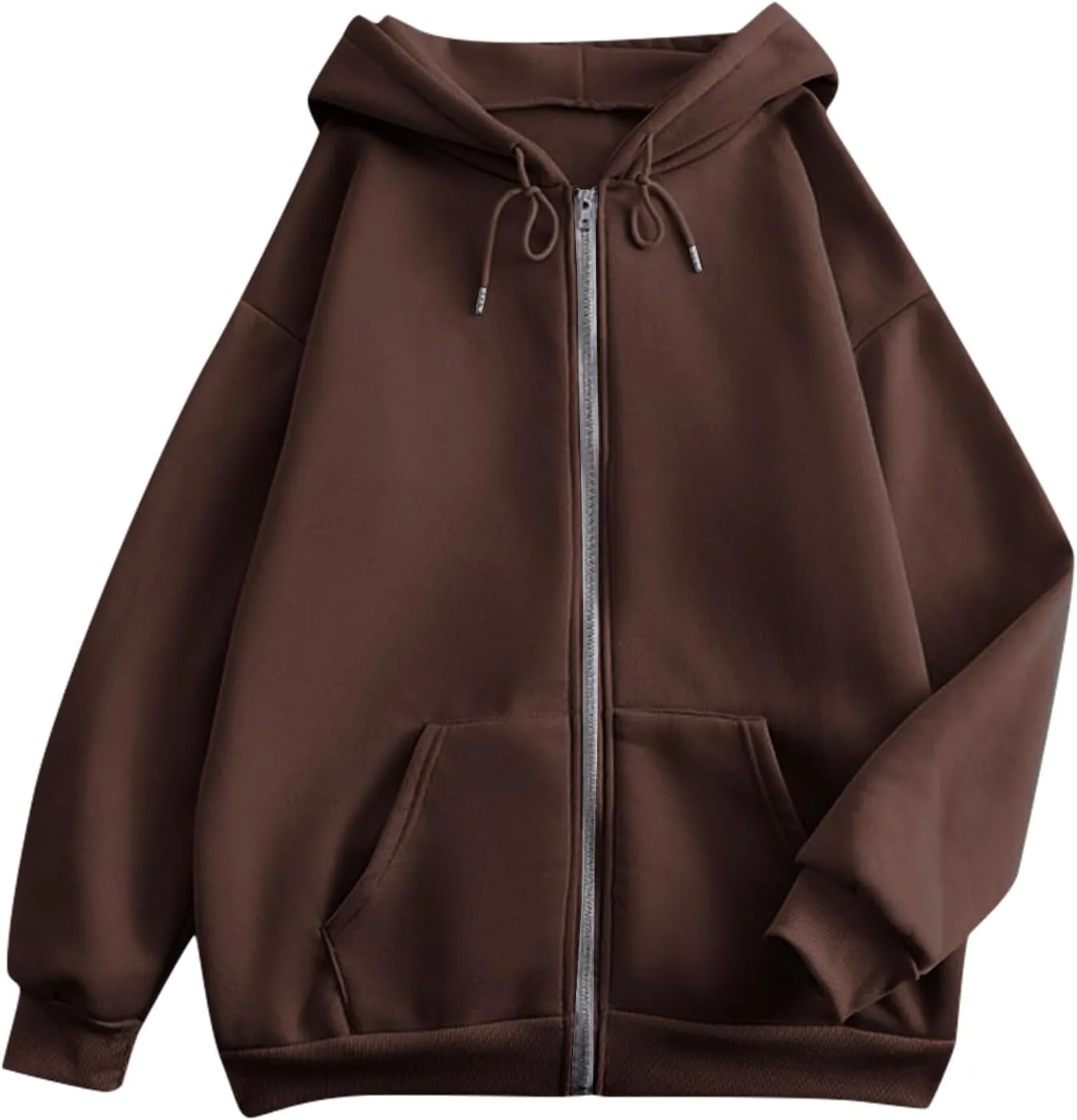 Hoodies For Women Zip Up Hoodie Long Sleeve Solid Jackets Fall Winter Coats Soft Loose Hoodies Outdoor Sweatshirt