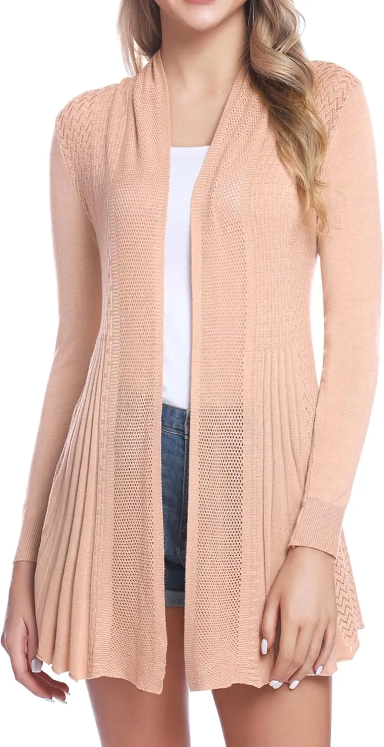 iClosam Women Open Front Cardigans Long Sleeve Lightweight Knit Cardigan Sweater