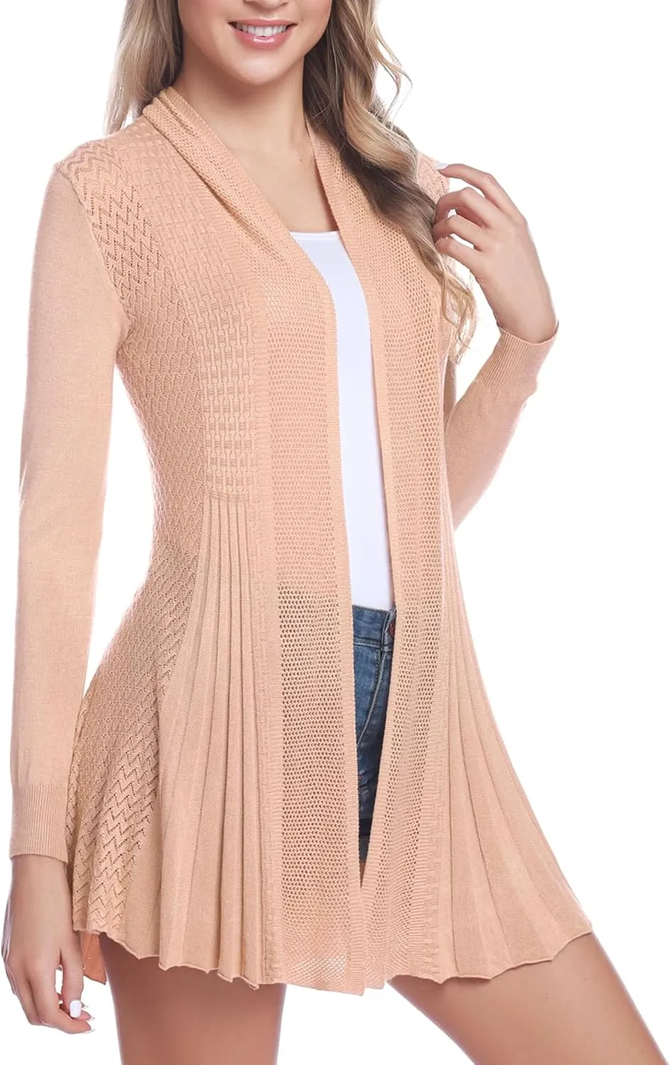 iClosam Women Open Front Cardigans Long Sleeve Lightweight Knit Cardigan Sweater