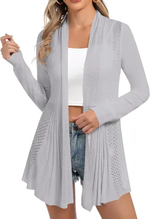 iClosam Women Open Front Cardigans Long Sleeve Lightweight Knit Cardigan Sweater