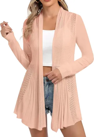 iClosam Women Open Front Cardigans Long Sleeve Lightweight Knit Cardigan Sweater