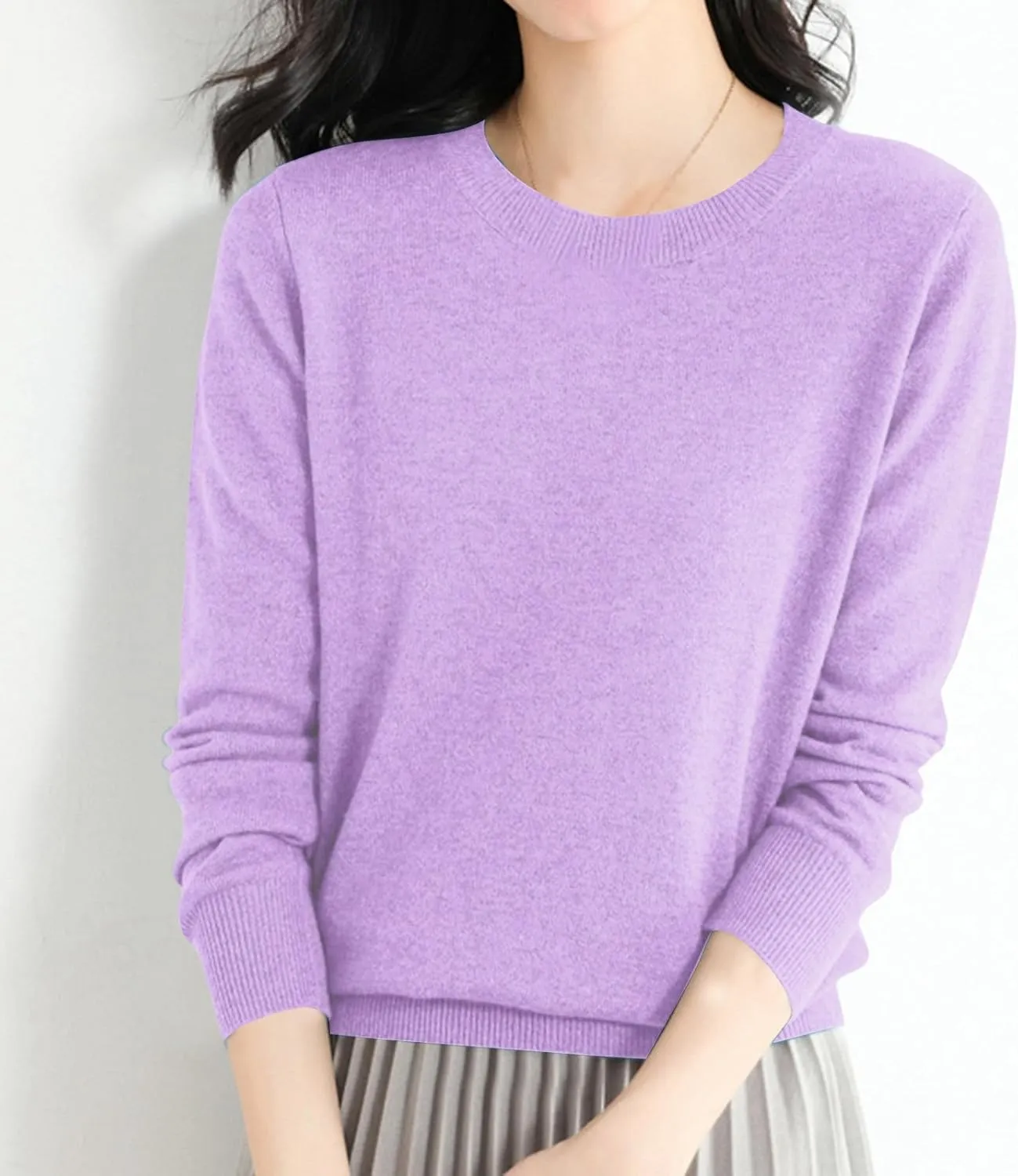 iLH Sweater for Women 2024 Fall Winter Merino Sweaters Cozy Knit Pullover Tops Long Sleeve Crew Neck Lightweight Shirts