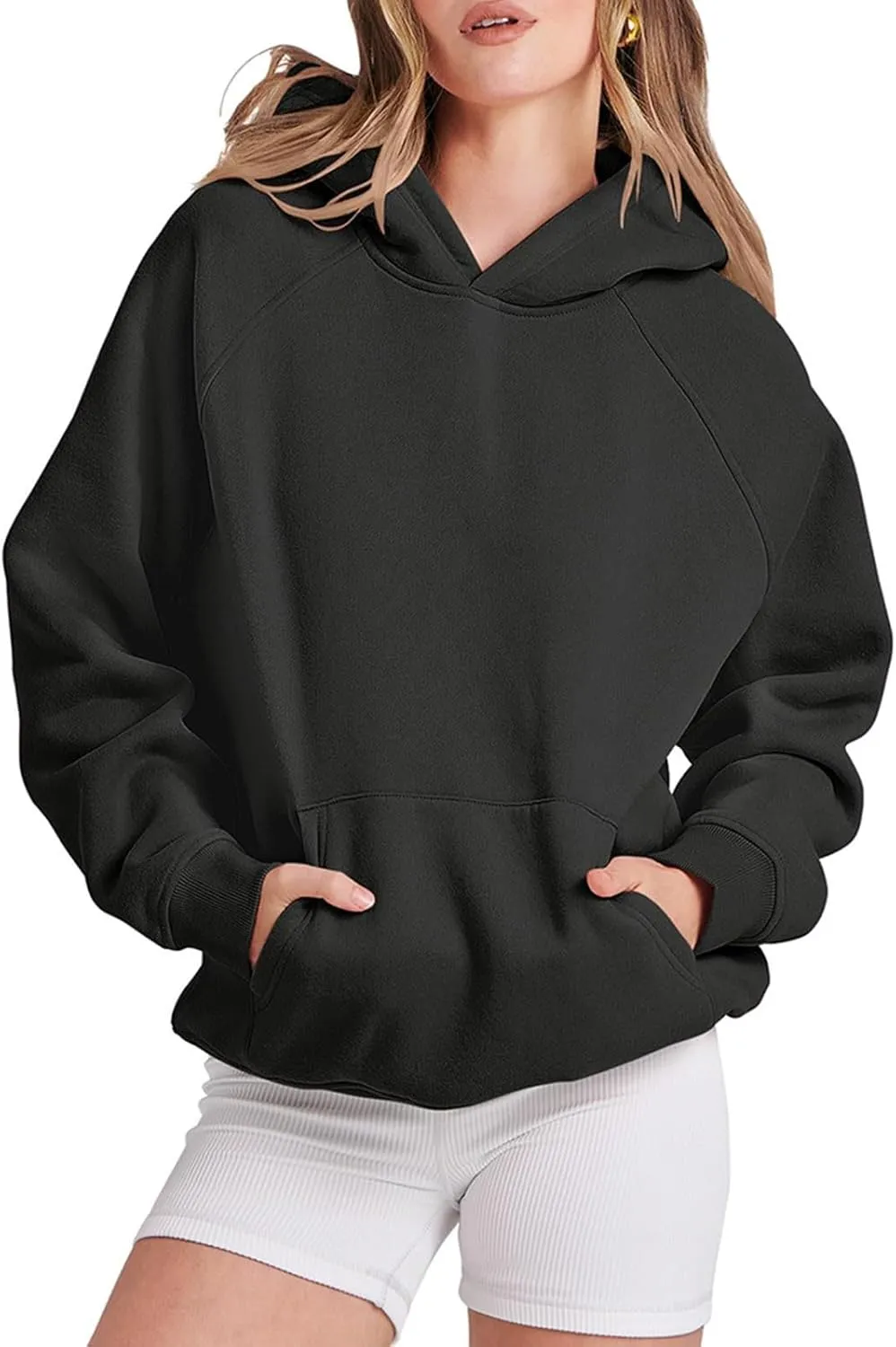 iLH Womens Classic Hoodies Drop Shoulder Kangaroo Pocket Pullover Hooded Sweatshirts For Women Fall Outdoor Leisure Hoodies