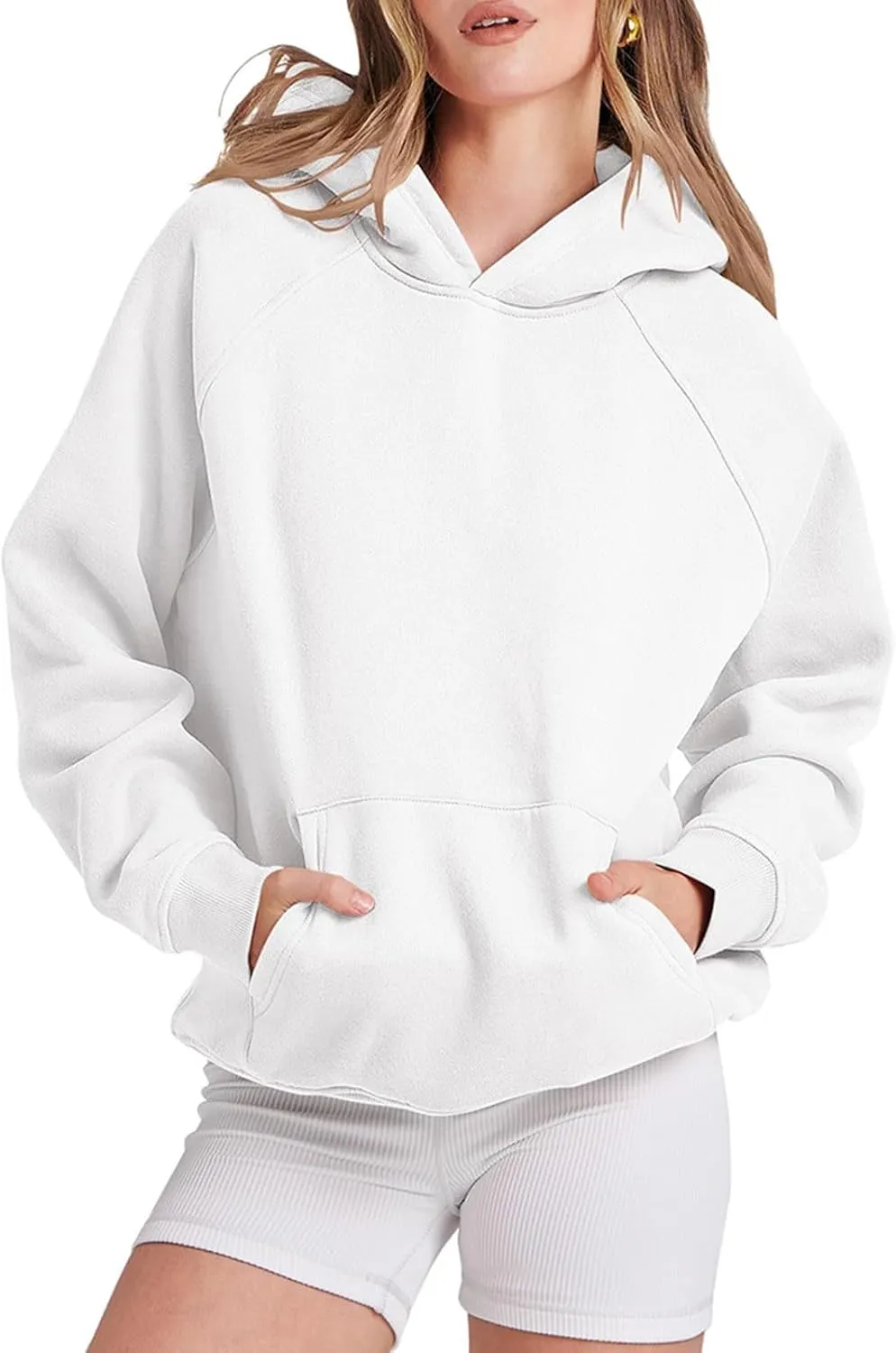 iLH Womens Classic Hoodies Drop Shoulder Kangaroo Pocket Pullover Hooded Sweatshirts For Women Fall Outdoor Leisure Hoodies