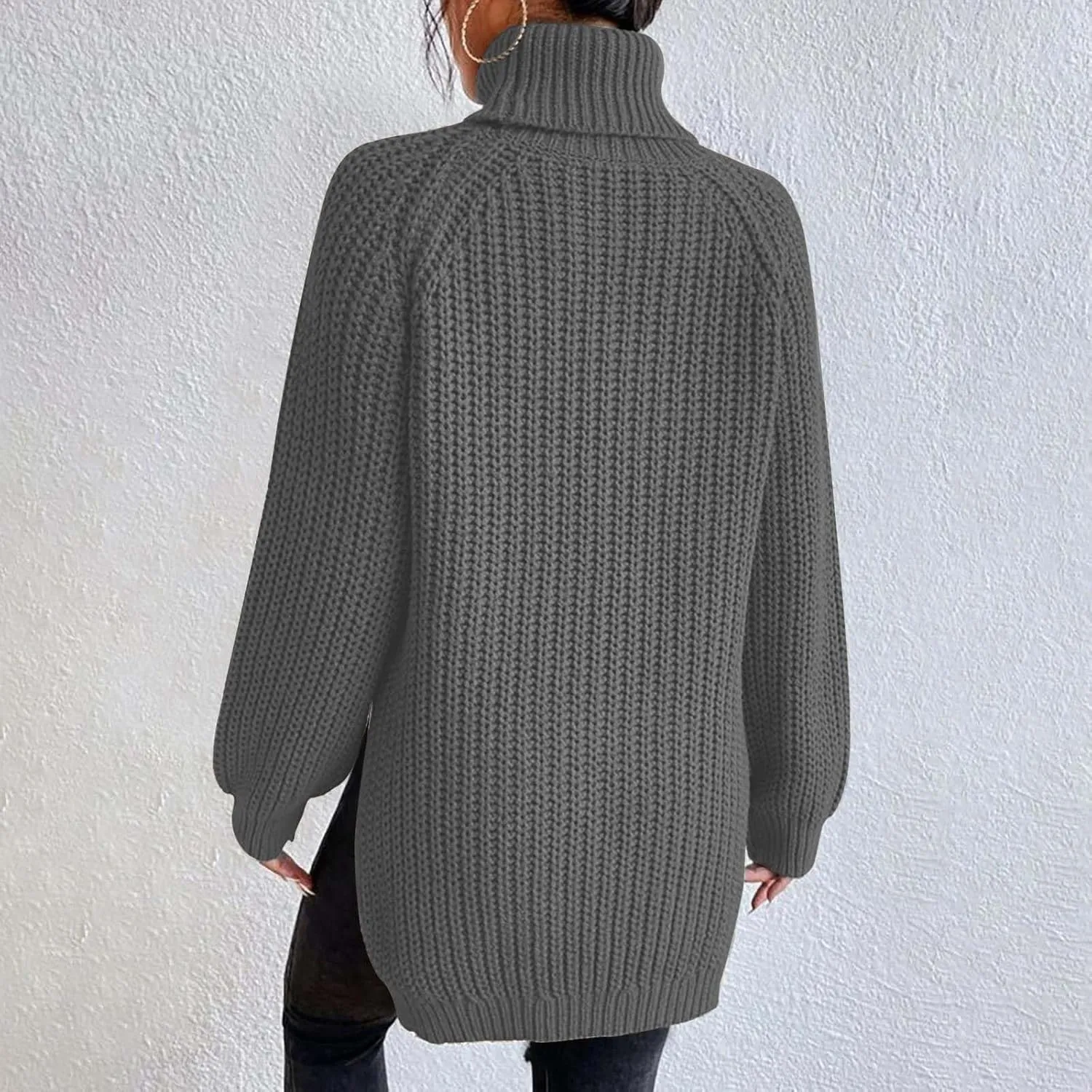 iLH Womens Turtleneck Sweaters Oversized Rib Knit Chunky Pullover Sweaters for Women Fall Winter Thermal Cozy Sweaters