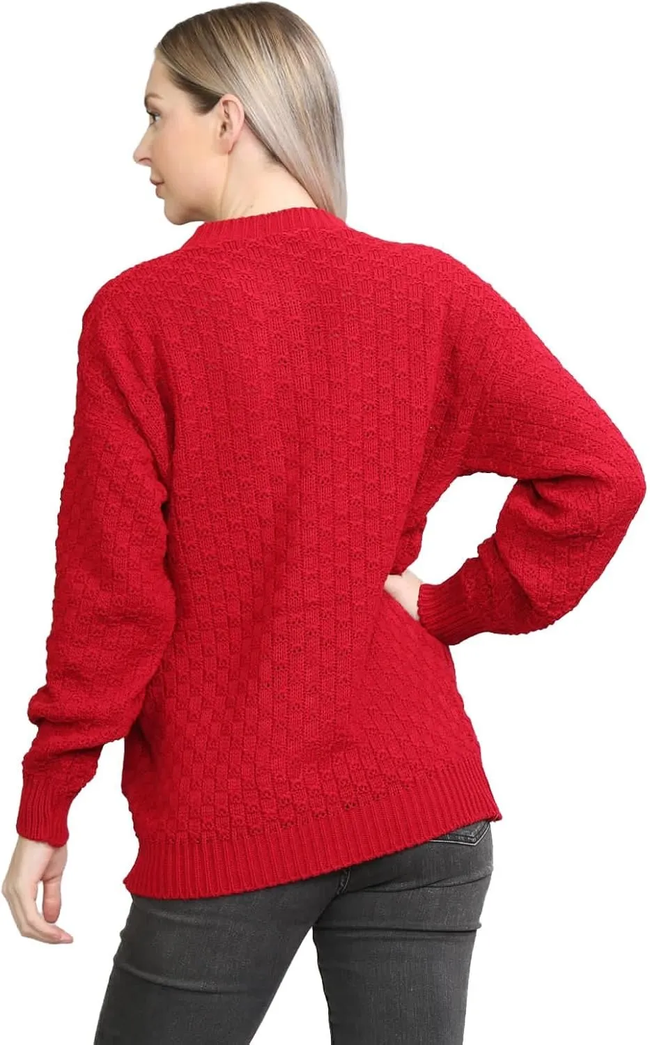 Janisramone Cable Knit Sweater Women, Crew Neck Cable Knit Cardigan, Long Sleeve Cardigan for Women, Button up Cardigan