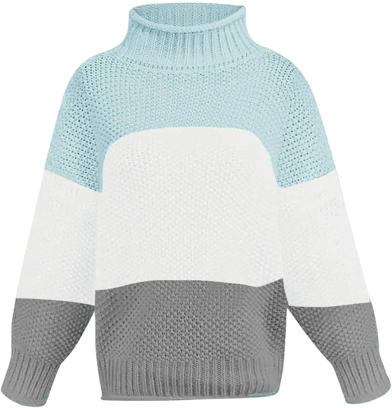 JEGULV Turtleneck Sweaters for Woman Dressy Casual Long Sleeve Cable Knit Pullover Tops Sweaters Loose Soft Jumper Sweaters