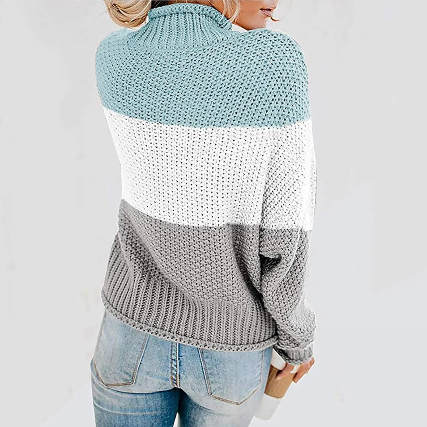 JEGULV Turtleneck Sweaters for Woman Dressy Casual Long Sleeve Cable Knit Pullover Tops Sweaters Loose Soft Jumper Sweaters