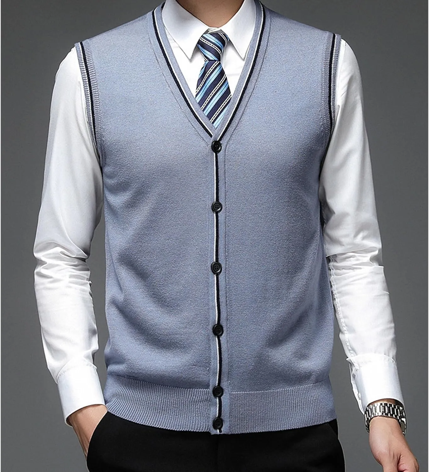 JEShifangjiusu Men'S Cardigan Sweaters Wool Blend V Neck Button Down Sweaters Casual Solid Color Lightweight Knitted Overcoat