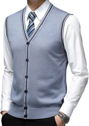 JEShifangjiusu Men'S Cardigan Sweaters Wool Blend V Neck Button Down Sweaters Casual Solid Color Lightweight Knitted Overcoat