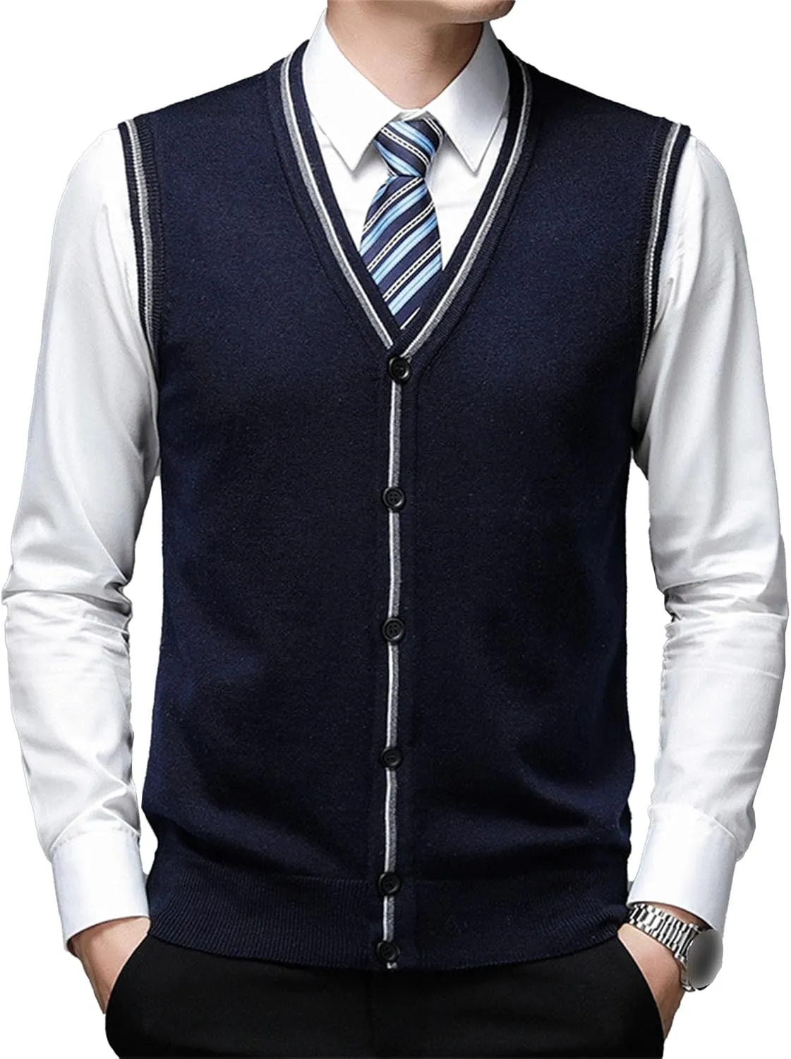 JEShifangjiusu Men'S Cardigan Sweaters Wool Blend V Neck Button Down Sweaters Casual Solid Color Lightweight Knitted Overcoat