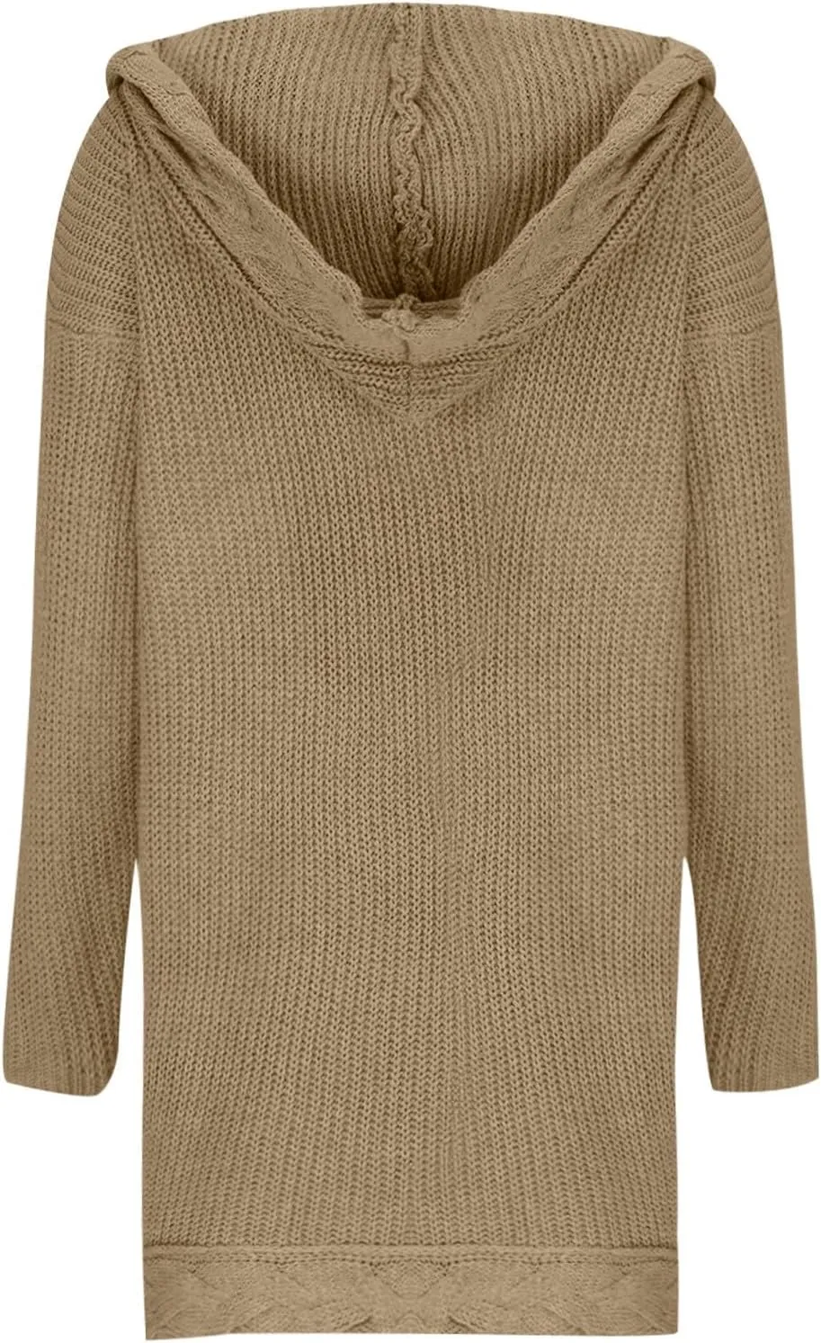 JOAU Women's Long Sleeve Soft Chunky Cable Knit Sweater Open Front Hooded Cardigans Outwear Casual Fall Winter Pockets Coat