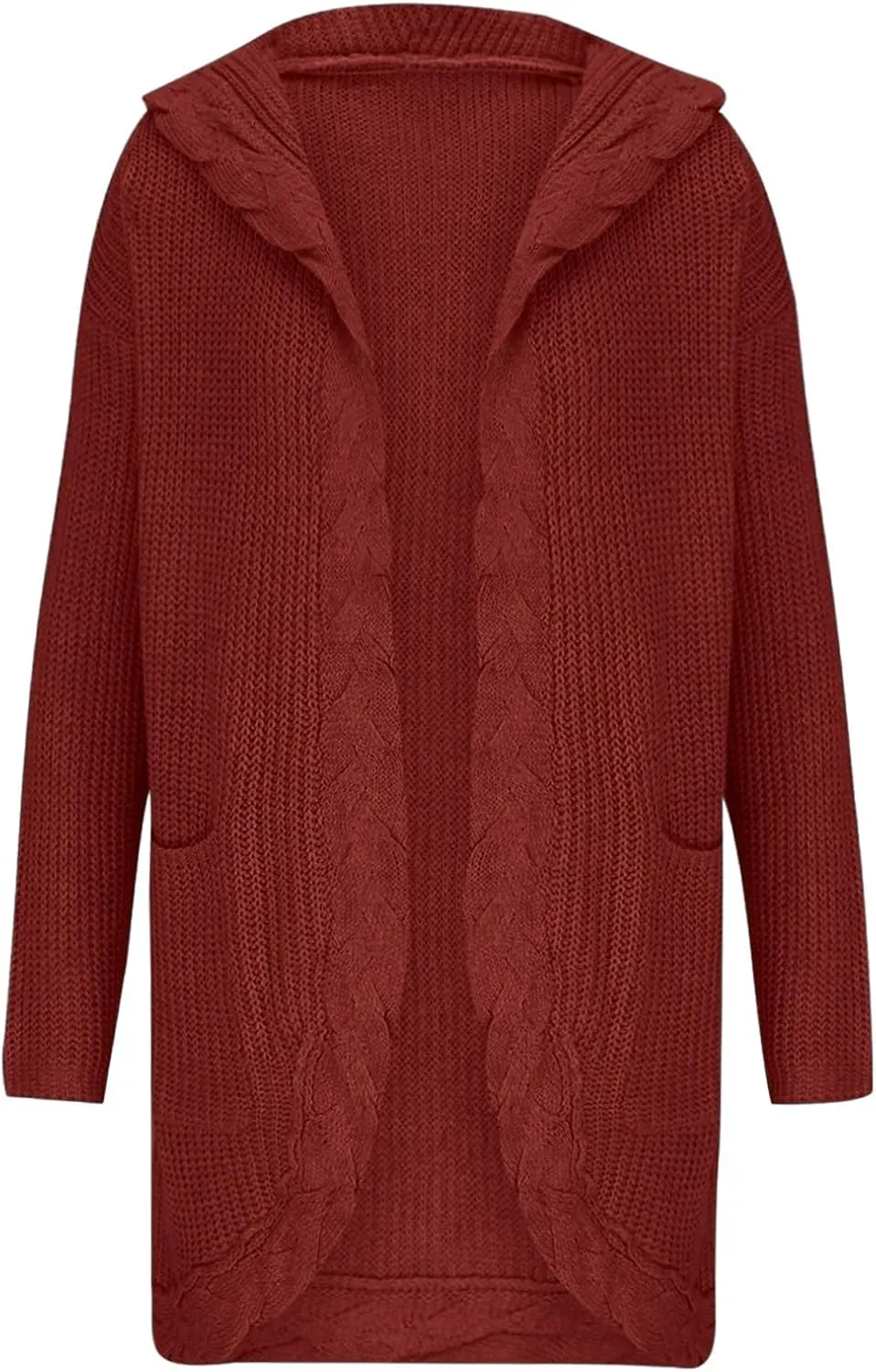 JOAU Women's Long Sleeve Soft Chunky Cable Knit Sweater Open Front Hooded Cardigans Outwear Casual Fall Winter Pockets Coat