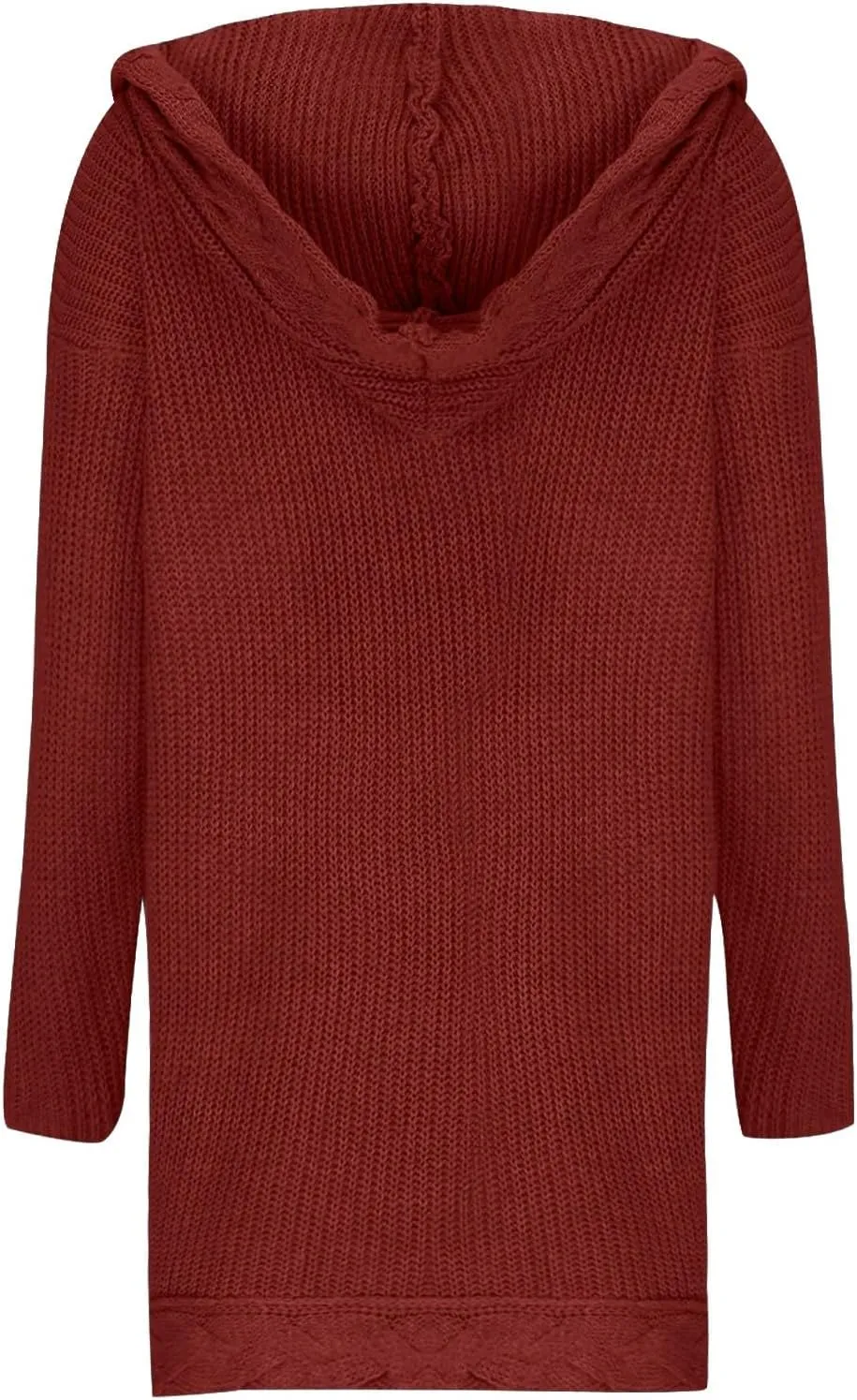 JOAU Women's Long Sleeve Soft Chunky Cable Knit Sweater Open Front Hooded Cardigans Outwear Casual Fall Winter Pockets Coat