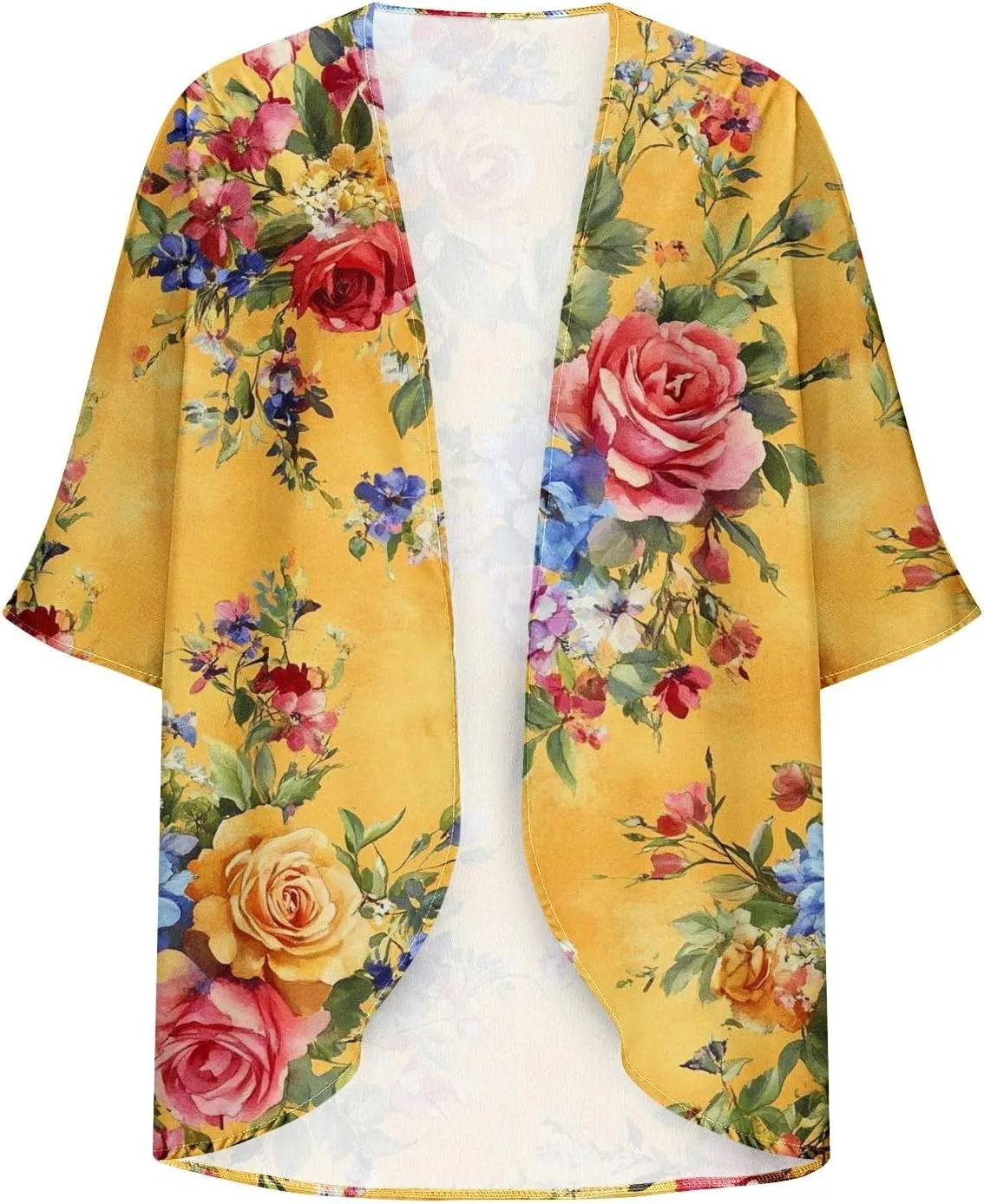 Kimono Cardigans for Women Lightweight Bathing Suit Cover Up 3/4 Sleeve Cardigan Summer Vacation Outfits