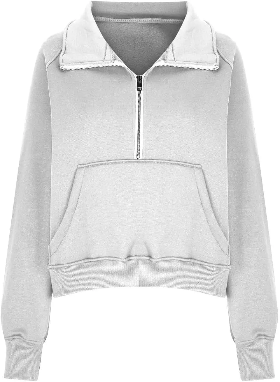 lcziwo Womens Oversized Cropped Sweatshirts Half Zip Lapel Fleece Pullover Quarter Zipper Long Sleeve Tops with Pocket