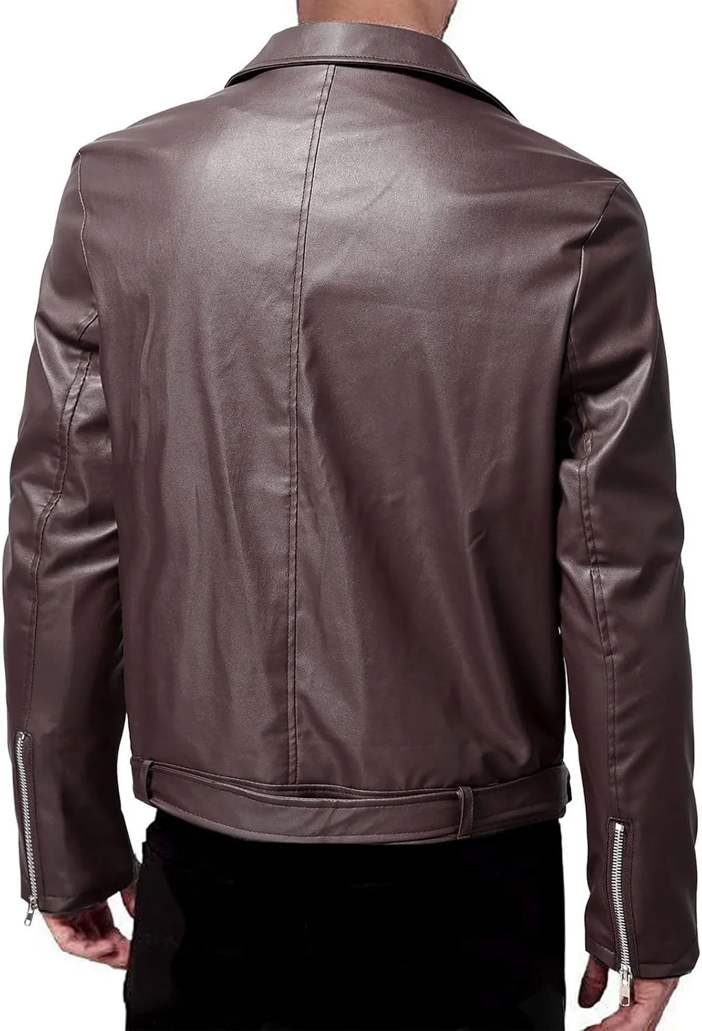 Leather Jacket Men Long Sleeve Bomber Motorcycle Jackets Zip Up Outwear Sports Basic Biker Winter Coat with Pockets